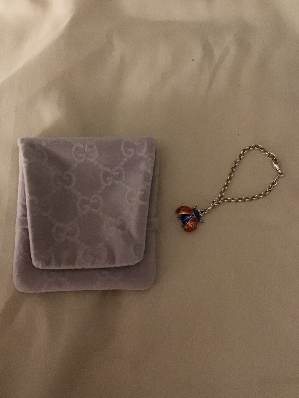 Gucci newborn 2-9 month Silver Chain Ladybug Charm bracelet sterling silver .925